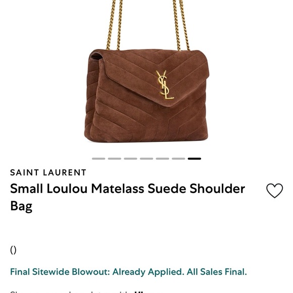 Yves Saint Laurent 
Small Loulou Matelass Suede Shoulder Bag
Color: 1112 STORM - Picture 12 of 12